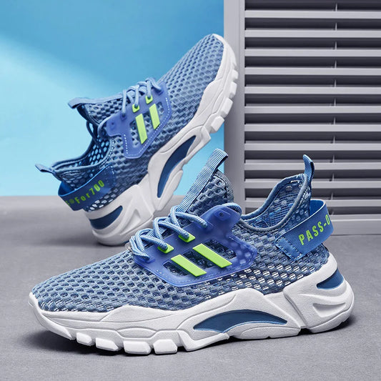 Men’s White Mesh Sneakers – Lightweight Breathable Running & Walking Shoes