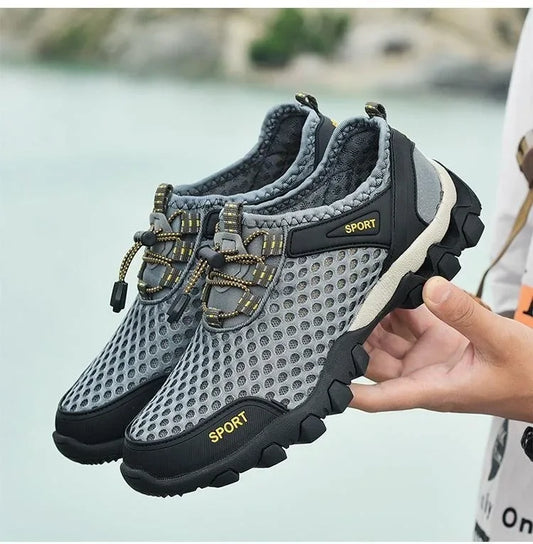 Men’s Breathable Mesh Hiking Sneakers – Lightweight Non-Slip Summer Sports Shoes