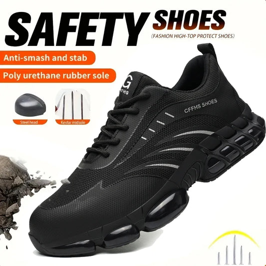 Men’s Lightweight Safety Shoes – Breathable Anti-Smash & Anti-Puncture Work Sneakers
